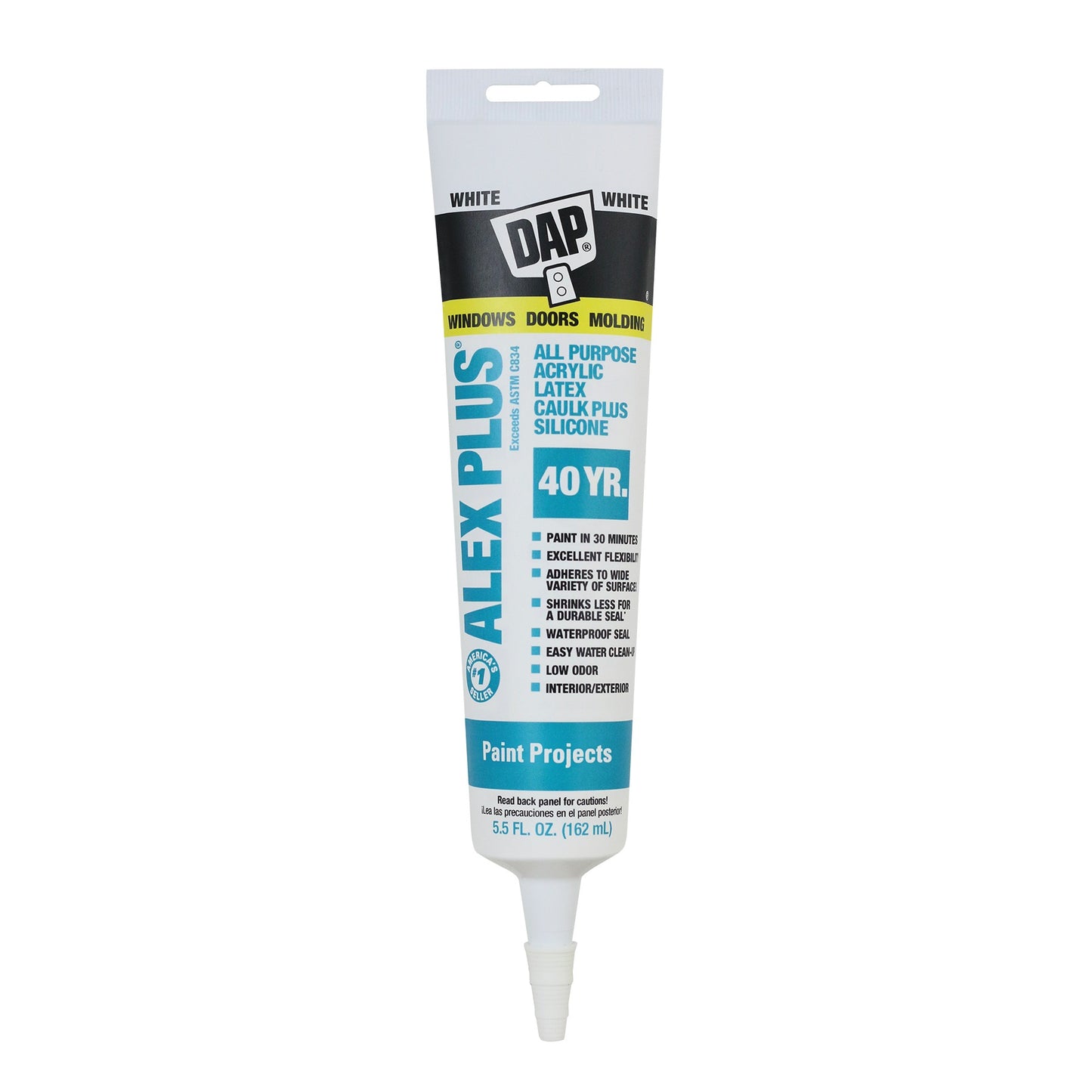 Dap Alex Plus® All Purpose Acrylic Latex Caulk Plus Silicone White 5.5 FL OZ